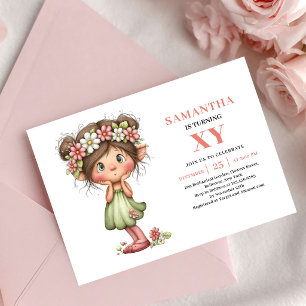 Blissful Fairy Girl Birthday Floral Pink invite