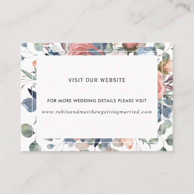 Blissful Floral Dusty Blue and Greenery Website Enclosure Card (Front)