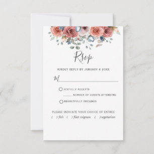 Blissful Floral with/without meal RSVP Card
