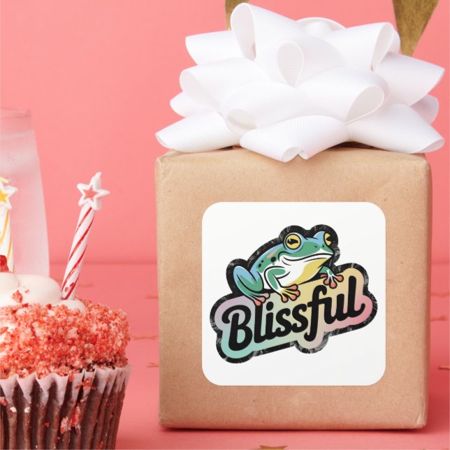 Blissful Frog Sticker – Cute & Funny Frog Art (Party)