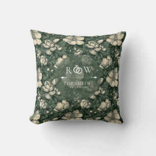 Blissful Green Gardenias Retro Wedding Cushion