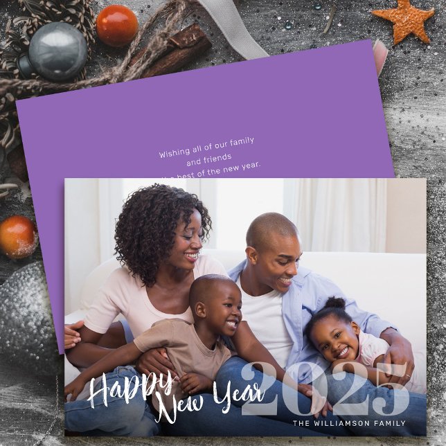 Blissful Happy New Year Script Photo and Message Holiday Card (Creator Uploaded)