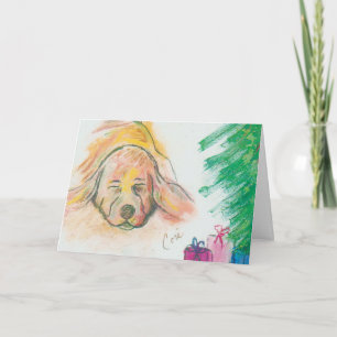 Blissful Holiday Dreams Basset Hound Dog Christmas Card