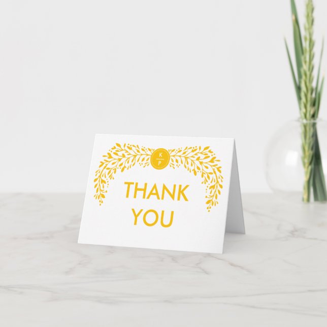 Blissful Laurel EDITABLE COLOR Thank You Card (Front)