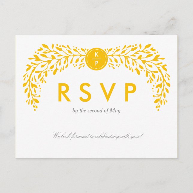 Blissful Laurel RSVP Postcard EDITABLE COLOR (Front)