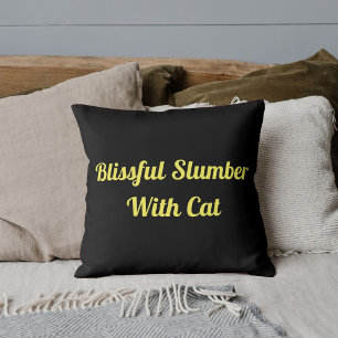 Blissful Slumber With Cat Personalised Pet Black Cushion