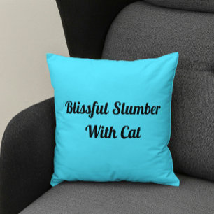 Blissful Slumber With Cat Personalised Pet Blue Cushion