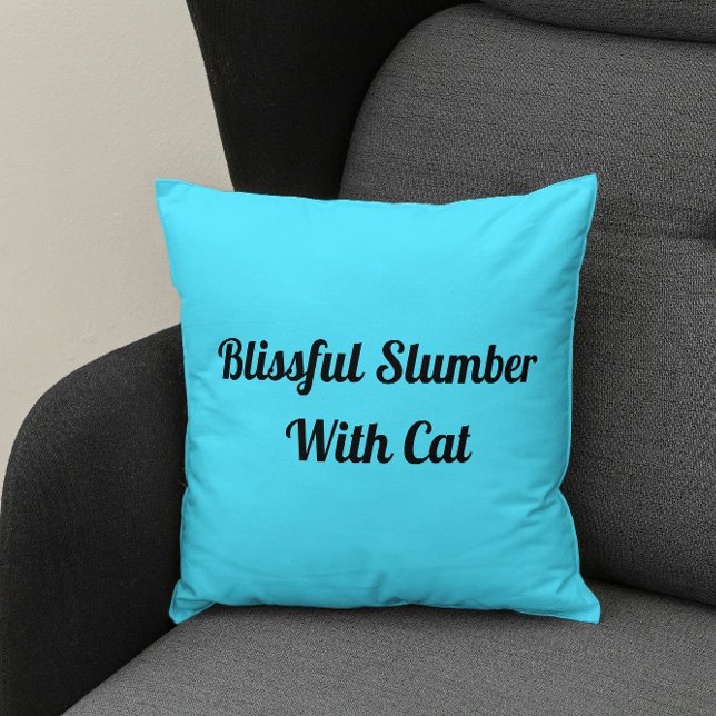 Blissful Slumber With Cat Personalised Pet Blue Cushion (Creator Uploaded)