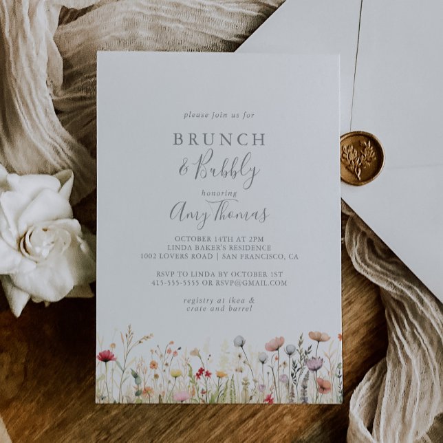 Blissful Wildflower Brunch Bubbly Bridal Shower Invitation (Creator Uploaded)