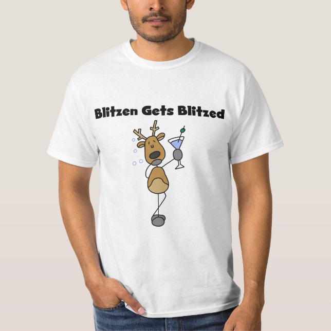 Blitzen Gets Blitzed Reindeer Tshirts and Gifts (Front)