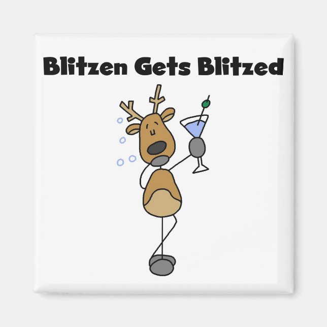 Blitzen Gets Blitzed Reindeer Tshirts and Gifts Magnet (Front)