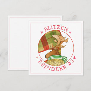 BLITZEN REINDEER 5.25" Square Flat Card