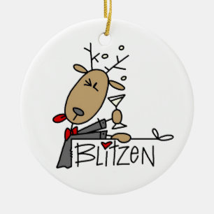 Blitzen Reindeer Christmas Tshirts and Gifts Ceramic Ornament