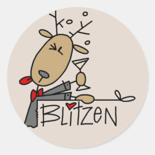 Blitzen Reindeer Christmas Tshirts and Gifts Classic Round Sticker