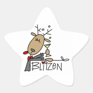 Blitzen Reindeer Christmas Tshirts and Gifts Star Sticker
