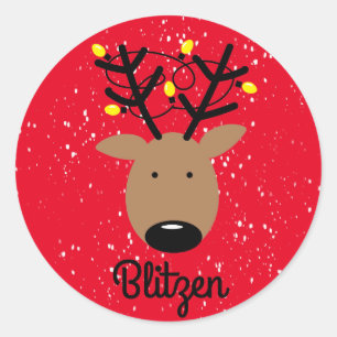 Blitzen Reindeer Classic Round Sticker