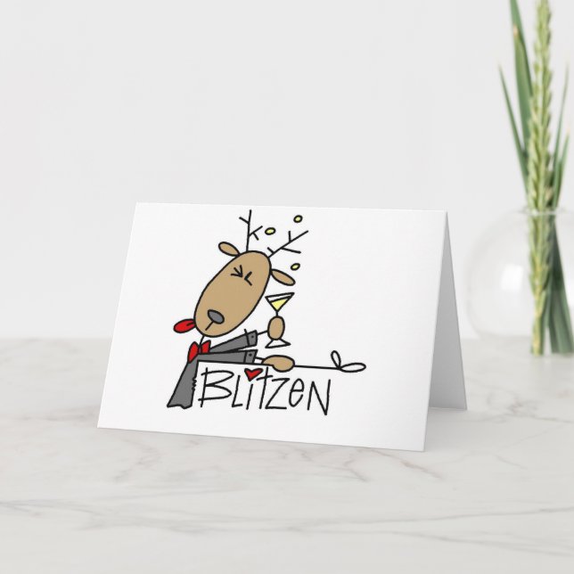 Blitzen Reindeer T-shirts and Gifts Holiday Card (Front)