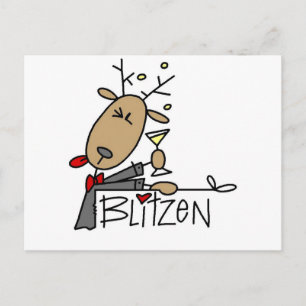 Blitzen Reindeer T-shirts and Gifts Holiday Postcard