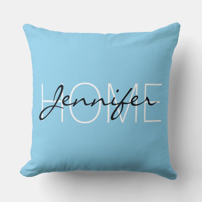 Blizzard blue colour home monogram cushion (Front)