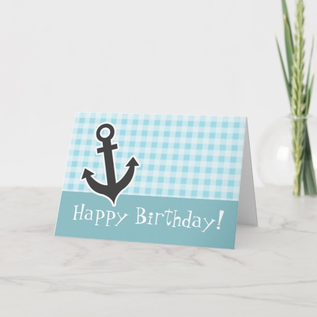Blizzard Blue Gingham; Anchor Card (Front)