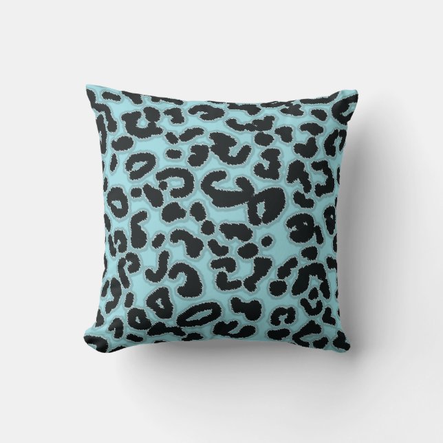 Blizzard Blue Leopard Animal Print Cushion (Front)