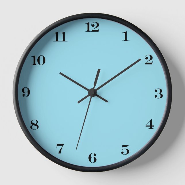 Blizzard Blue Solid Colour Clock (Front)