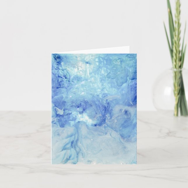 "Blizzard" collection- blue and white abstract Holiday Card (Front)