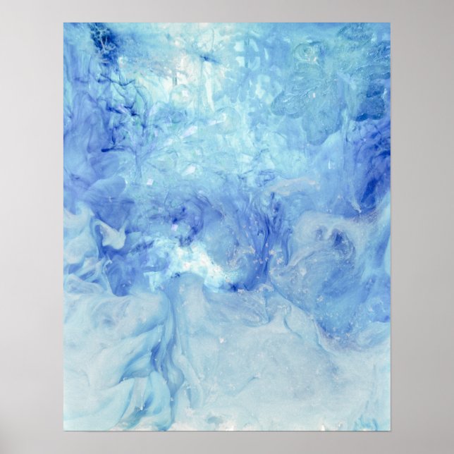 "Blizzard" collection- blue and white abstract Poster (Front)