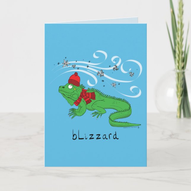 Blizzard - Funny Winter Lizard Card (Front)