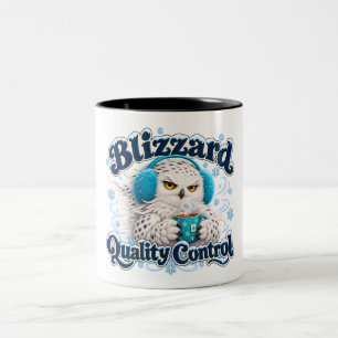 Blizzard Quality Control Grumpy Snowy Owl Two-Tone Coffee Mug