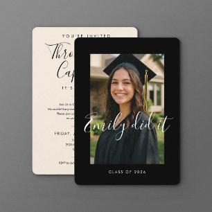 BLK & CREAM 2026 Graduation Invite with Photo