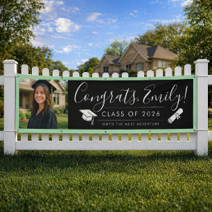BLK & GREEN 2026 Graduation Banner with Photo