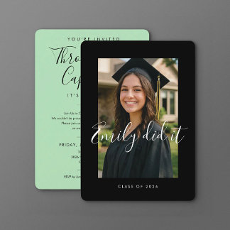 BLK & GREEN 2026 | Graduation Invite with Photo