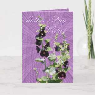 Blk Hollyhock Mother's day-customise any occasion Card