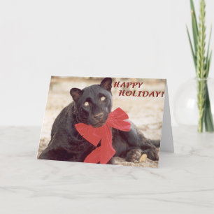 Blk Leopard holiday bow Card
