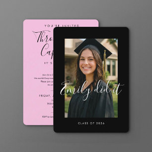 BLK & PINK 2026 Graduation Invite with Photo