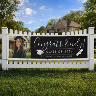 BLK & WHT 2026 | Graduation Banner with Photo