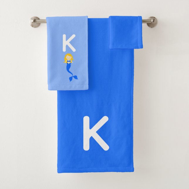 Bllue Mermaid Monogrammed Bath Towel Set (Insitu)