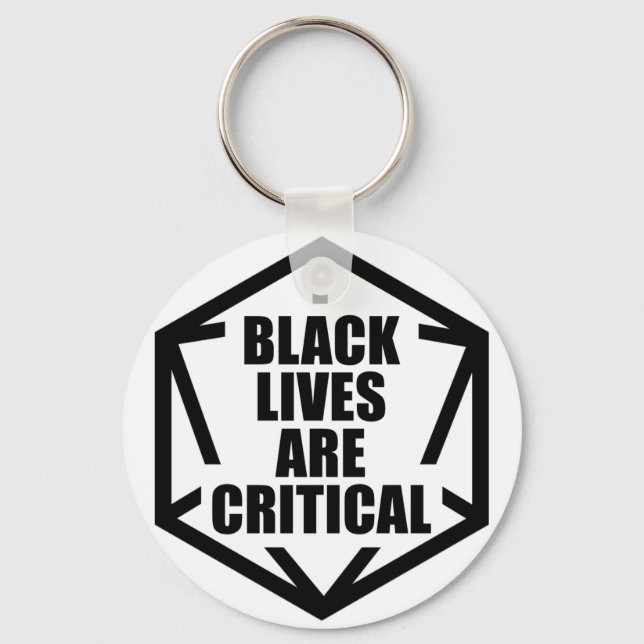 BLM Black Lives are Critical [B&W] Key Ring (Front)