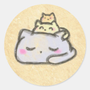 blobcat group classic round sticker