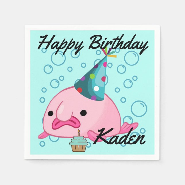 Blobfish Birthday Party Napkin (Front)