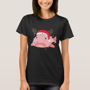 Blobfish Christmas Light Santa Hat Blobfish T-Shirt