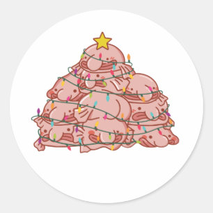 Blobfish Christmas Tree Funny Animal Christmas Classic Round Sticker
