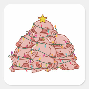Blobfish Christmas Tree Funny Animal Christmas Square Sticker