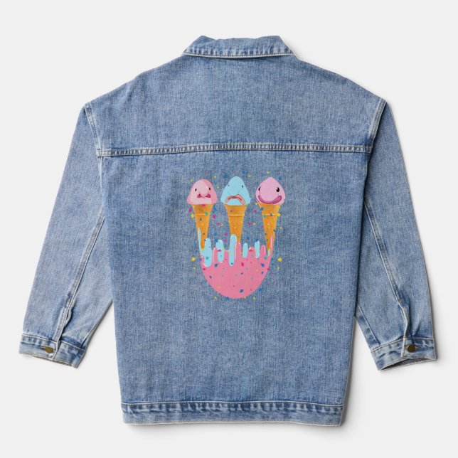 Blobfish Ice Cream  Ugly Blob Fish  Denim Jacket (Back)