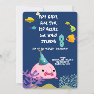 Blobfish Personalised Name Birthday Party Invitation