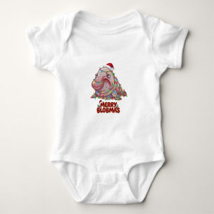 Blobfish Santa Hat Christmas Lights Merry Blobmas Baby Bodysuit