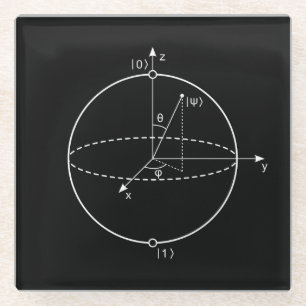 Bloch Sphere Quantum Bit (Qubit) Physics / Math Glass Coaster