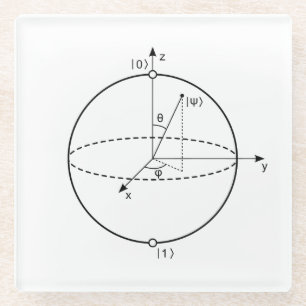 Bloch Sphere Quantum Bit (Qubit) Physics / Math Glass Coaster