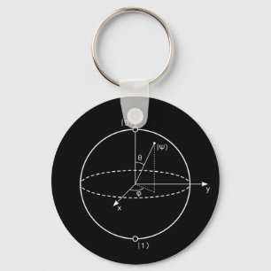 Bloch Sphere   Quantum Bit (Qubit) Physics / Math Key Ring